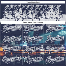 Load image into Gallery viewer, Custom Navy White Detroit Michigan City Edition 3D Bomber Full-Snap Varsity Letterman Jacket