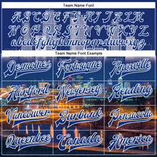 Load image into Gallery viewer, Custom Royal White Kansas City Missouri City Edition 3D Bomber Full-Snap Varsity Letterman Jacket