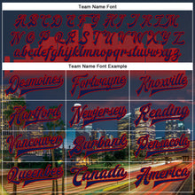 Load image into Gallery viewer, Custom Navy Red Los Angeles California City Edition 3D Bomber Full-Snap Varsity Letterman Jacket