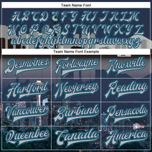Load image into Gallery viewer, Custom Navy Gray-Teal Seattle Washington City Edition 3D Bomber Full-Snap Varsity Letterman Jacket