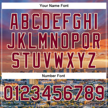 Load image into Gallery viewer, Custom Maroon Cream Phoenix Arizona City Edition 3D Bomber Full-Snap Varsity Letterman Jacket