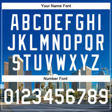 Load image into Gallery viewer, Custom Royal White-Red Los Angeles California City Edition 3D Bomber Full-Snap Varsity Letterman Jacket