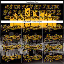 Load image into Gallery viewer, Custom Black Gold Pittsburgh Pennsylvania City Edition 3D Bomber Full-Snap Varsity Letterman Jacket