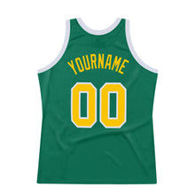Load image into Gallery viewer, Custom Kelly Green Gold-White Authentic Throwback Basketball Jersey