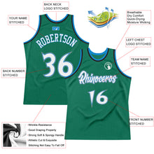 Load image into Gallery viewer, Custom Kelly Green White-Blue Authentic Throwback Basketball Jersey