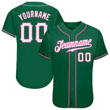 Load image into Gallery viewer, Custom Kelly Green White-Pink Authentic Baseball Jersey