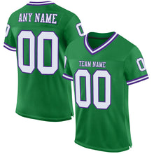 Load image into Gallery viewer, Custom Grass Green White-Purple Mesh Authentic Throwback Football Jersey