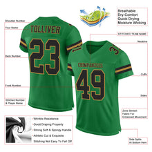 Load image into Gallery viewer, Custom Grass Green Black-Old Gold Mesh Authentic Football Jersey
