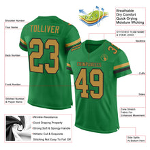 Load image into Gallery viewer, Custom Grass Green Old Gold-Black Mesh Authentic Football Jersey