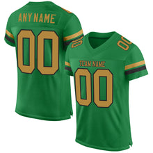 Load image into Gallery viewer, Custom Grass Green Old Gold-Black Mesh Authentic Football Jersey
