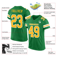 Load image into Gallery viewer, Custom Grass Green Gold-White Mesh Authentic Football Jersey