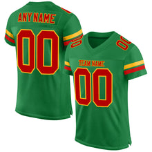 Load image into Gallery viewer, Custom Grass Green Red-Gold Mesh Authentic Football Jersey