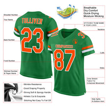 Load image into Gallery viewer, Custom Grass Green Orange-White Mesh Authentic Football Jersey