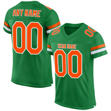 Load image into Gallery viewer, Custom Grass Green Orange-White Mesh Authentic Football Jersey