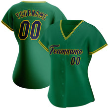 Load image into Gallery viewer, Custom Kelly Green Navy-Gold Authentic Baseball Jersey