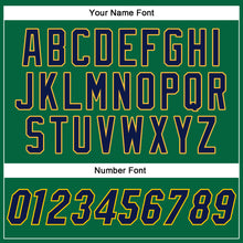 Load image into Gallery viewer, Custom Kelly Green Navy-Gold Authentic Baseball Jersey