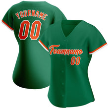 Load image into Gallery viewer, Custom Kelly Green Orange-White Authentic Baseball Jersey