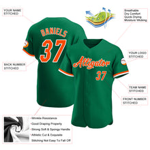 Load image into Gallery viewer, Custom Kelly Green Orange-White Authentic Baseball Jersey