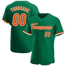 Load image into Gallery viewer, Custom Kelly Green Orange-White Authentic Baseball Jersey