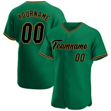 Load image into Gallery viewer, Custom Kelly Green Black-Old Gold Authentic Baseball Jersey