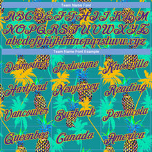 Load image into Gallery viewer, Custom Kelly Green Purple-Gold 3D Pattern Hawaii Palm Trees Pineapples Authentic Basketball Jersey