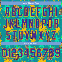 Load image into Gallery viewer, Custom Kelly Green Purple-Gold 3D Pattern Hawaii Palm Trees Pineapples Authentic Basketball Jersey