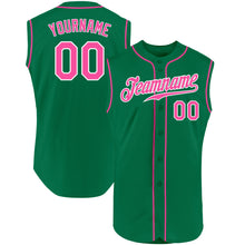 Load image into Gallery viewer, Custom Kelly Green Pink-White Authentic Sleeveless Baseball Jersey
