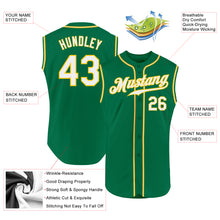 Load image into Gallery viewer, Custom Kelly Green White-Gold Authentic Sleeveless Baseball Jersey