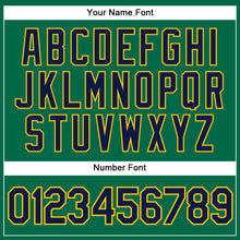 Load image into Gallery viewer, Custom Kelly Green Navy-Gold Authentic Sleeveless Baseball Jersey