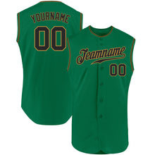 Load image into Gallery viewer, Custom Kelly Green Black-Old Gold Authentic Sleeveless Baseball Jersey