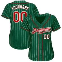 Load image into Gallery viewer, Custom Kelly Green White Pinstripe Red-White Authentic Baseball Jersey