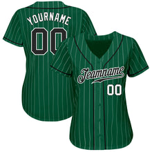 Load image into Gallery viewer, Custom Kelly Green White Pinstripe Black-White Authentic Baseball Jersey