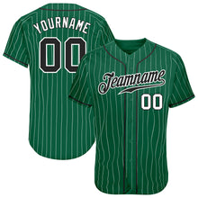 Load image into Gallery viewer, Custom Kelly Green White Pinstripe Black-White Authentic Baseball Jersey