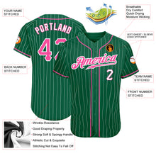 Load image into Gallery viewer, Custom Kelly Green White Pinstripe Pink-White Authentic Baseball Jersey