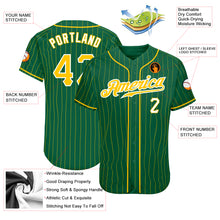 Load image into Gallery viewer, Custom Kelly Green Gold Pinstripe Gold-White Authentic Baseball Jersey