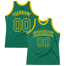 Load image into Gallery viewer, Custom Kelly Green Kelly Green-Gold Authentic Throwback Basketball Jersey