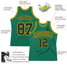 Load image into Gallery viewer, Custom Kelly Green Black-Gold Authentic Throwback Basketball Jersey