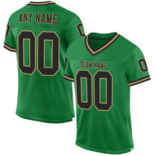 Load image into Gallery viewer, Custom Grass Green Black-Old Gold Mesh Authentic Throwback Football Jersey