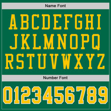 Load image into Gallery viewer, Custom Grass Green Gold-White Mesh Authentic Throwback Football Jersey
