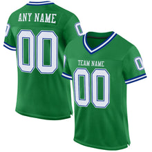 Load image into Gallery viewer, Custom Grass Green White-Royal Mesh Authentic Throwback Football Jersey