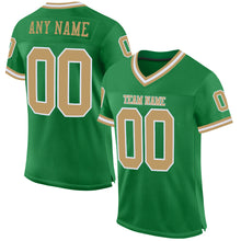 Load image into Gallery viewer, Custom Grass Green Old Gold-White Mesh Authentic Throwback Football Jersey