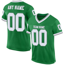 Load image into Gallery viewer, Custom Grass Green White-Gray Mesh Authentic Throwback Football Jersey