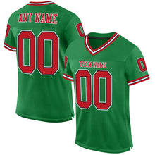 Load image into Gallery viewer, Custom Grass Green Red-Black Mesh Authentic Throwback Football Jersey
