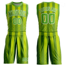 Load image into Gallery viewer, Custom Kelly Green Neon Green-White Round Neck Sublimation Basketball Suit Jersey