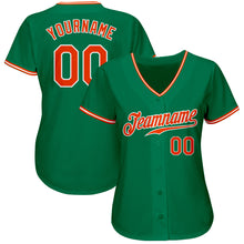 Load image into Gallery viewer, Custom Kelly Green Orange-White Authentic Baseball Jersey