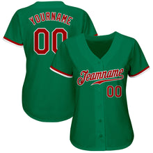 Load image into Gallery viewer, Custom Kelly Green Red-White Authentic Baseball Jersey