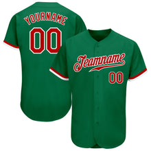Load image into Gallery viewer, Custom Kelly Green Red-White Authentic Baseball Jersey