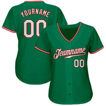 Load image into Gallery viewer, Custom Kelly Green White-Red Authentic Baseball Jersey