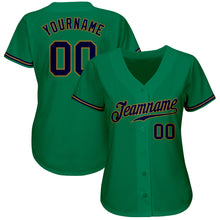Load image into Gallery viewer, Custom Kelly Green Navy-Old Gold Authentic Baseball Jersey