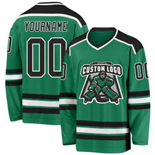 Load image into Gallery viewer, Custom Kelly Green Black-White Hockey Jersey